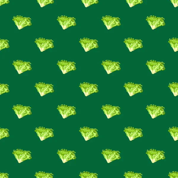 Patrón Sin Costuras Ensalada Batavia Sobre Fondo Verde Azulado Adorno — Vector de stock