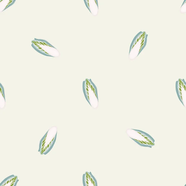 Seamless Pattern Chicory Cabbage Beige Background Minimalism Ornament Lettuce Random — Stock Vector