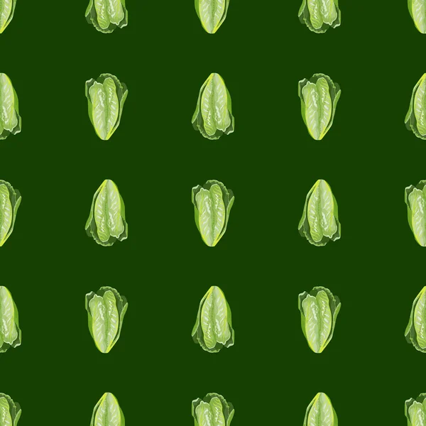 Naadloze Patroon Salade Romano Groene Achtergrond Minimalisme Ornament Met Sla — Stockvector