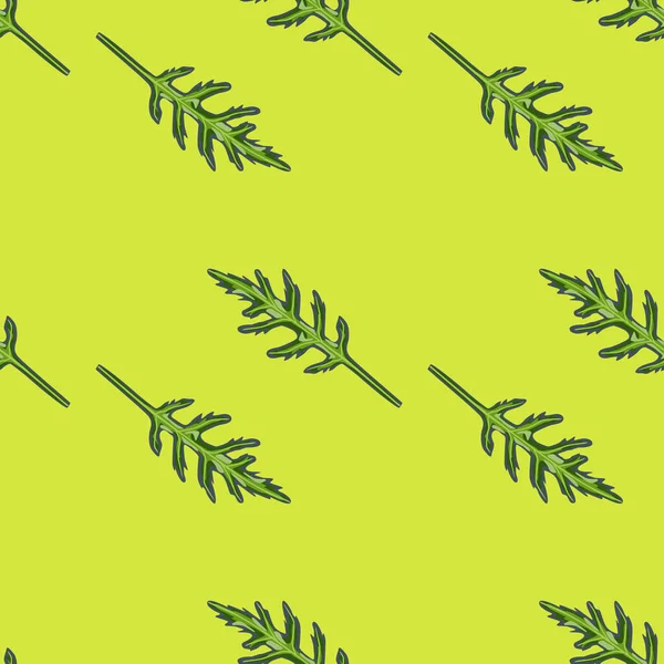 Салат Рукколы Ярко Зеленом Фоне Простое Украшение Салатом Геометрическое Растение — стоковый вектор