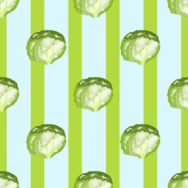 Naadloos Patroon Ijsberg Salade Strepen Achtergrond Eenvoudige Versiering Met Sla — Stockvector