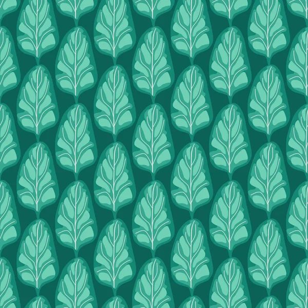 蓝绿色背景的无缝图案菠菜沙拉 用生菜装饰的抽象饰品 织物几何模版 设计矢量说明 — 图库矢量图片