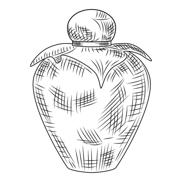 Vase Céramique Isolé Sur Fond Blanc Poterie Style Gravé Esquisse — Image vectorielle