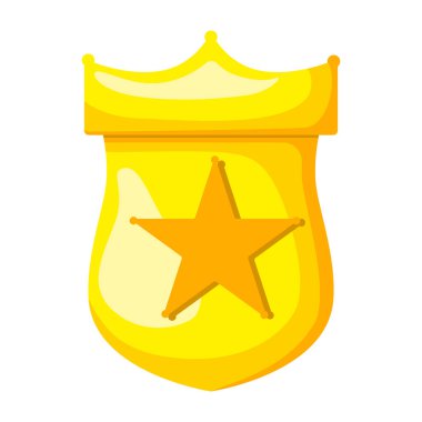 Polis rozeti beyaz arka planda izole edilmiş. Subay sembolü düz stil. Vektör illüstrasyonu.