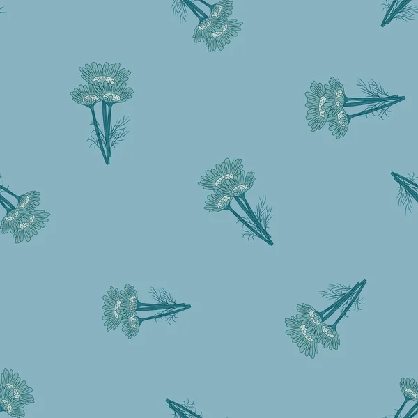 Безшовний Візерунок Ромашки Синьому Фоні Прекрасний Орнамент Літніх Квітів Шаблон — стоковий вектор