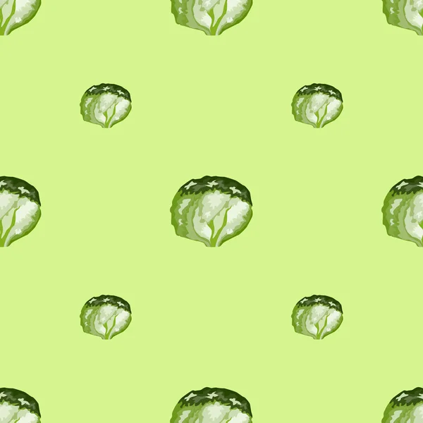 无缝图案的冰山色拉在淡绿色的背景上 用莴苣做的装饰品 织物几何模版 设计矢量说明 — 图库矢量图片