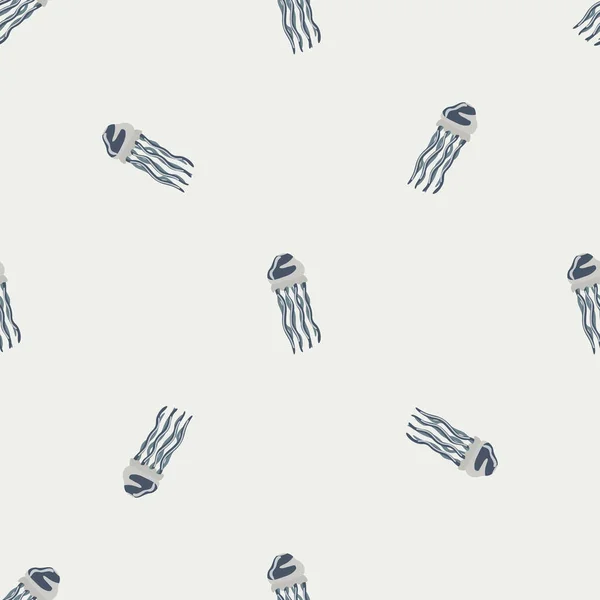Jellyfish Motif Sans Couture Sur Fond Gris Clair Ornement Minimaliste — Image vectorielle