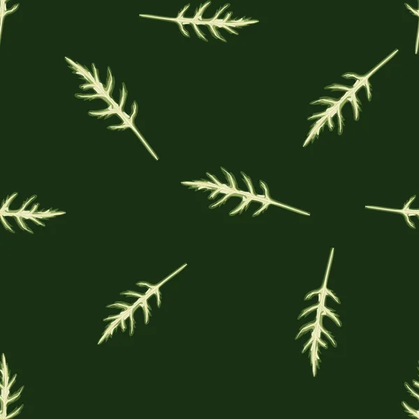 濃い緑色の背景にシームレスなパターンバンチアルグラサラダ レタスでシンプルな飾り 布のためのランダムな植物テンプレート デザインベクトルイラスト — ストックベクタ