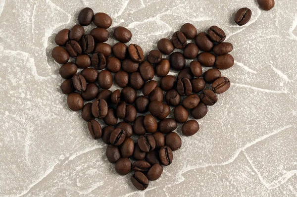 Kalp Şeklinde Kahve Çekirdekleri Yukarıdan Bak Yakın Çekim Seçici Odaklanma — Stok fotoğraf