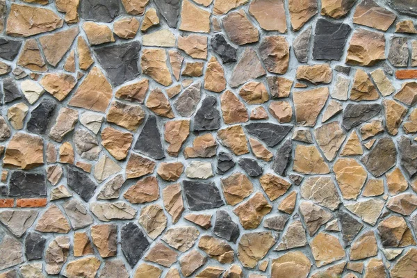 Colorful Beige Tan Black Grey Stone Wall Natural Concrete Grout — Stock Photo, Image