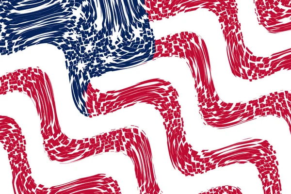 Rot Weiß Blau Retro Block Style Welle Muster Amerikanische Flagge — Stockfoto
