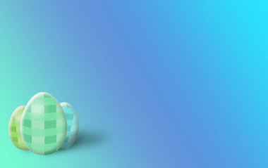 mavi ve yeşil ekoseli pastel renkli paskalya yumurtaları eğimli bir arkaplanda