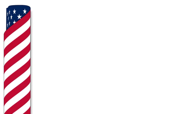 Aufgerollte Seitenleiste Amerikanische Flagge Präsentation Folienkarte Illustration Grafik — Stockfoto