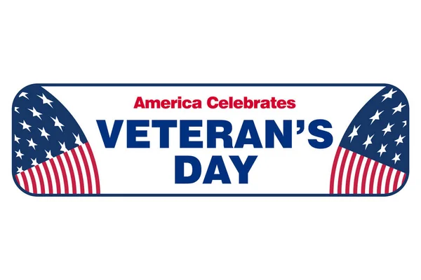 Amerikaans Viert Veteranen Dag Tekst Illustratie Amerikaanse Vlag Overlay Banner — Stockfoto