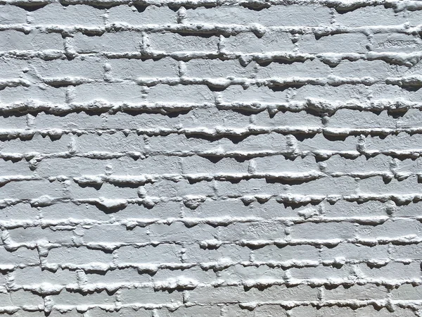 Nahaufnahme Der Vintage Ziegel Und Mörtel Wand Frisch Gestrichen Weiß — Stockfoto