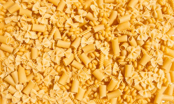 Pasta Background Random Various Styles Macaroni Noodles — Stock Photo, Image