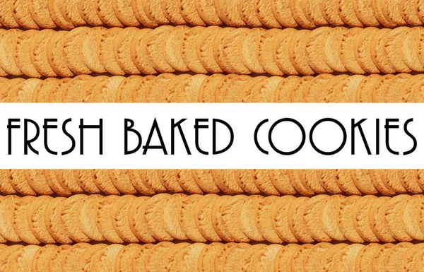 Large Display Text Stacked Shortbread Cookie Treats Fresh Backed Cookie — Stock Photo, Image