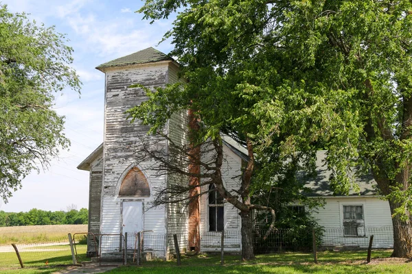 Abandonné Village Rural Campagne Église Culte Bâtiment Embarqué Vide — Photo