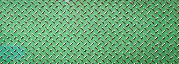 Vintage Retro Verde Diamante Enferrujado Placa Aço Piso Metal Passo — Fotografia de Stock