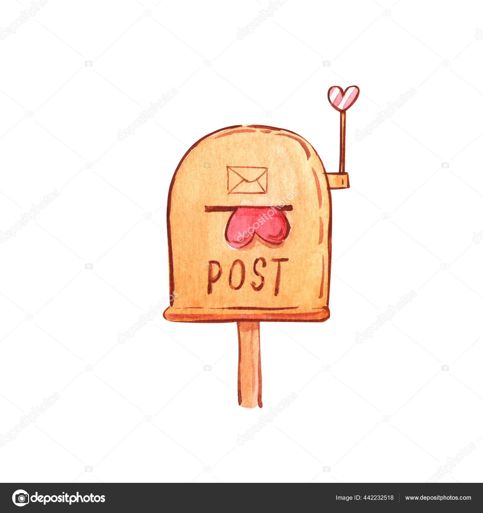 Clipart Desenhado Mão Caixa Correio Isolado Fundo Branco Amor Dia  Ilustração de ©oriolus_art #442232518, image size:1600x1700