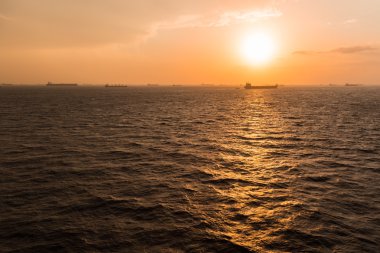 Kargo gemisi Anchorage arka plan.