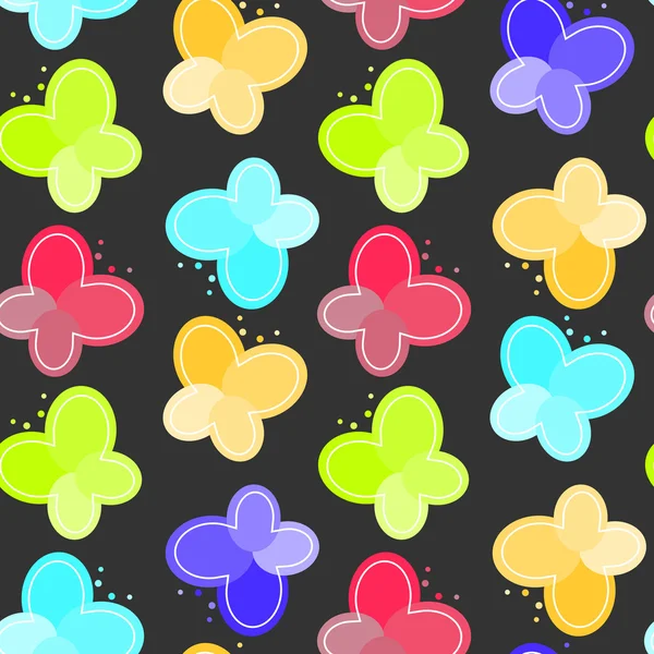 Farbenfrohe Vektor nahtlose Muster. helle Schmetterlinge auf dunklem Hintergrund — Stockvektor
