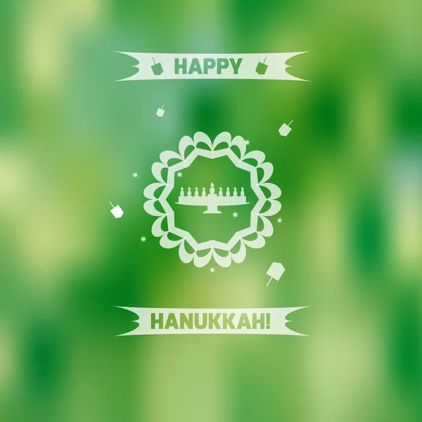 Hanukkah menorah plana sobre fondo borroso verde — Vector de stock
