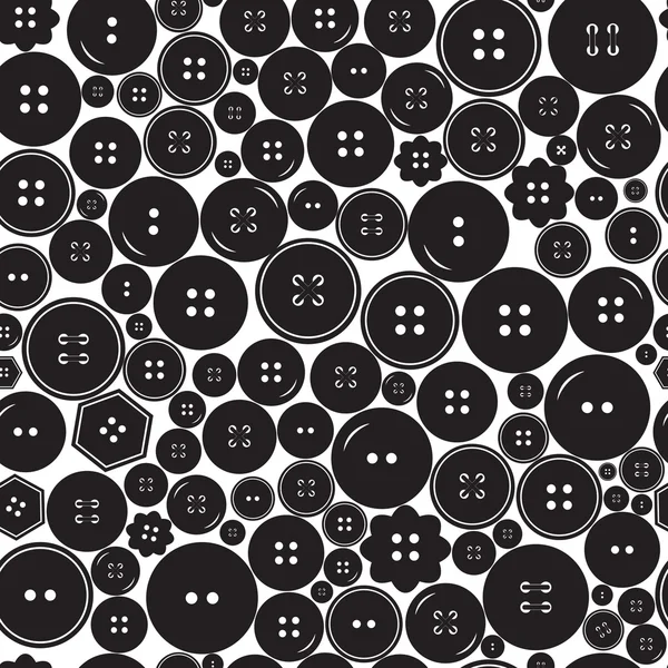 Seamless pattern with black clothes buttons on white — Stock Vector