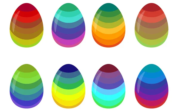Oeufs de Pâques brillants de couleur arc-en-ciel — Image vectorielle