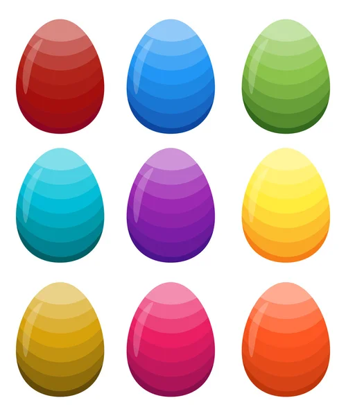 Huevos de Pascua degradados de color brillante sobre fondo blanco — Vector de stock