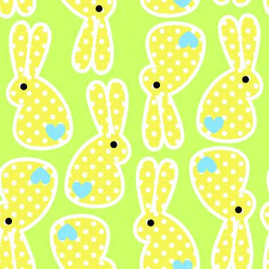Paskalya yeşil renkli sevimli tavşan ile seamless modeli