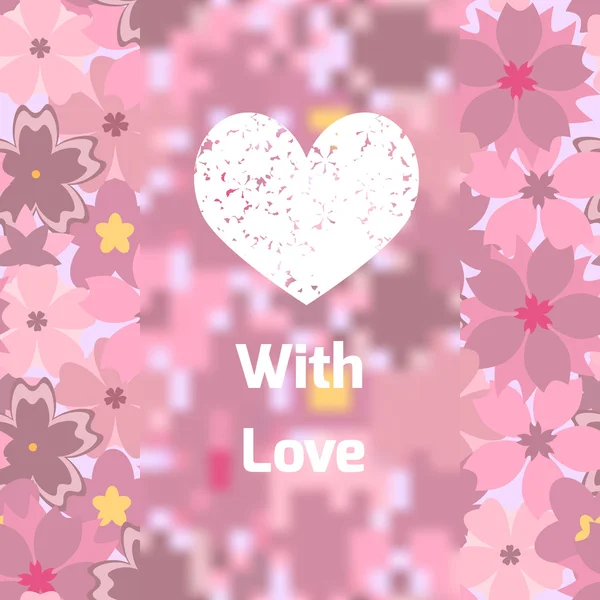 Fondo del día de Vilentine ligeramente borroso con flores de sakura — Vector de stock