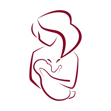  Breastfeeding logo. Stylized silhouette of breastfeeding woman. clipart