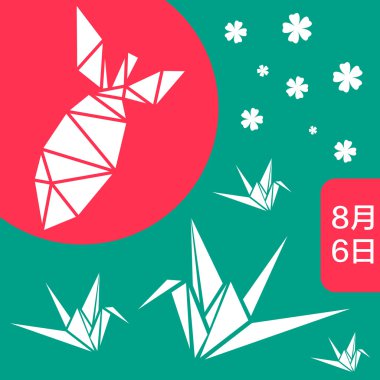 Hiroşima anma günü bombalama için geometrik tasarlanmış kartı.