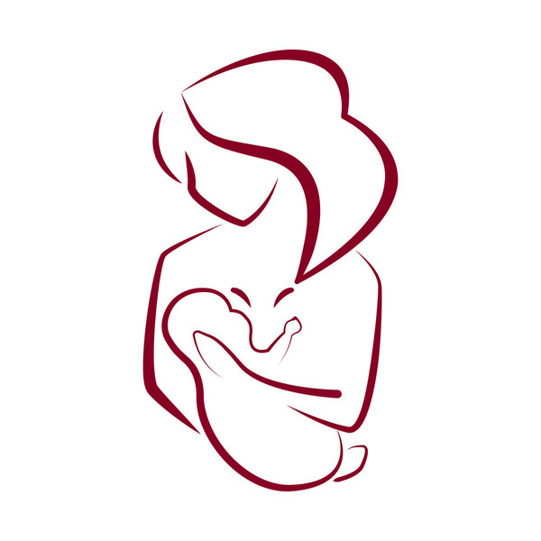 Breastfeeding logo. Stylized silhouette of breastfeeding woman.