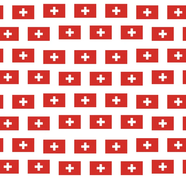 Nahtloses Muster mit Schweizer Flagge auf weißem Hintergrund. — Stockvektor