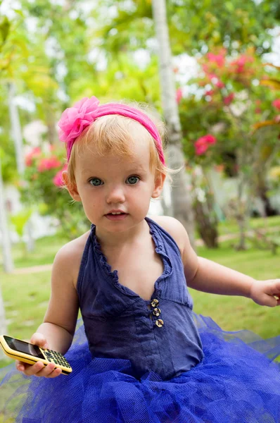 Cute baby-girl in tutu skirt — Stock Photo, Image