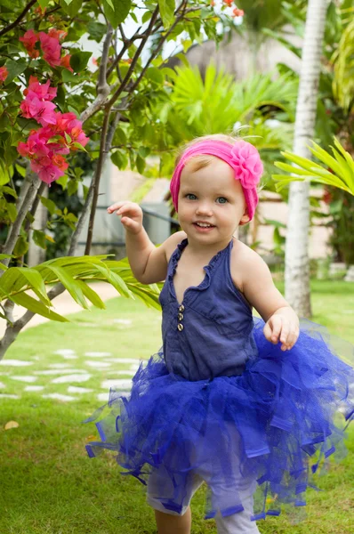 Cute baby-girl in tutu skirt — Stock Photo, Image