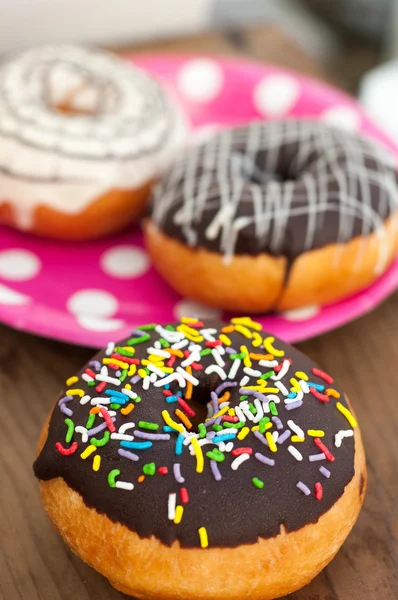 Bright donut on the plate — Stock Photo, Image