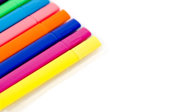 Group of bright color markers on white background — Stock Photo, Image