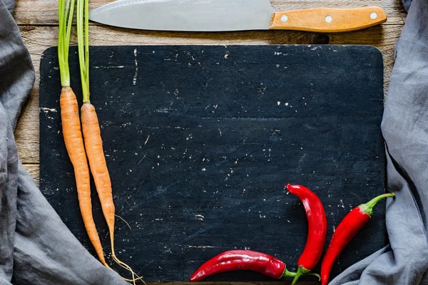 まな板や野菜。調理食品 — ストック写真