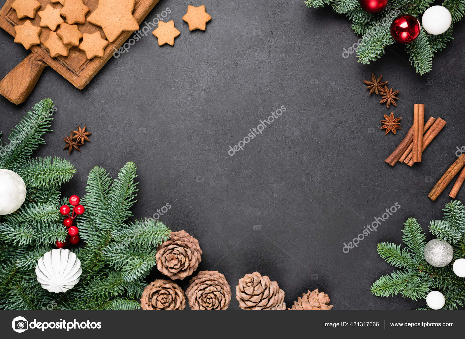 Christmas frame background with copy space Stock Photo by ©VladislavNosick  431317666