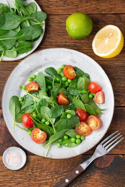 Sana Insalata Disintossicante Con Spinaci Pomodorini Perdita Peso Concetto Dieta — Foto Stock