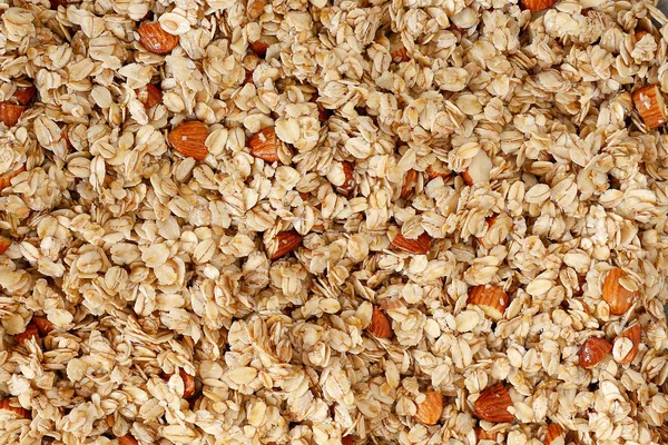 Granola com fundo de nozes — Fotografia de Stock