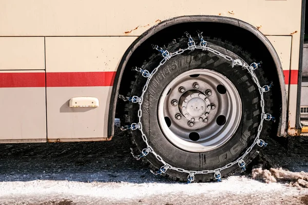 Chaîne Autour Pneu Pour Éviter Glisser Neige Japon — Photo