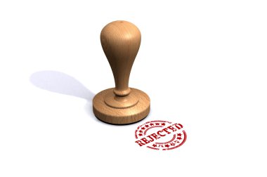 3d Render Reddedilmiş Lastik Damgası Beyaz Arkaplan