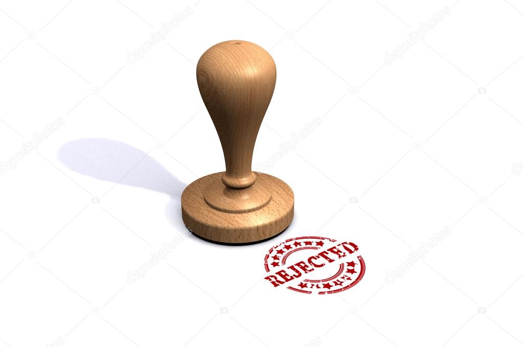 3d Render Rejected Rubber Stamp White Background