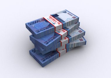 3D Endonezya rupiah para beyaz arka plan