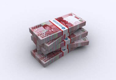 3D Endonezya rupiah para beyaz arka plan
