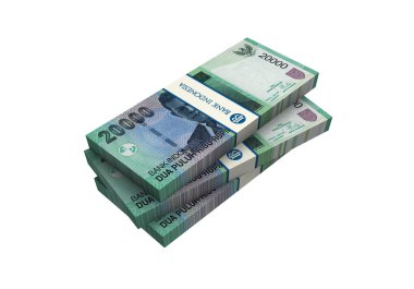 3D Endonezya rupiah para beyaz arka plan